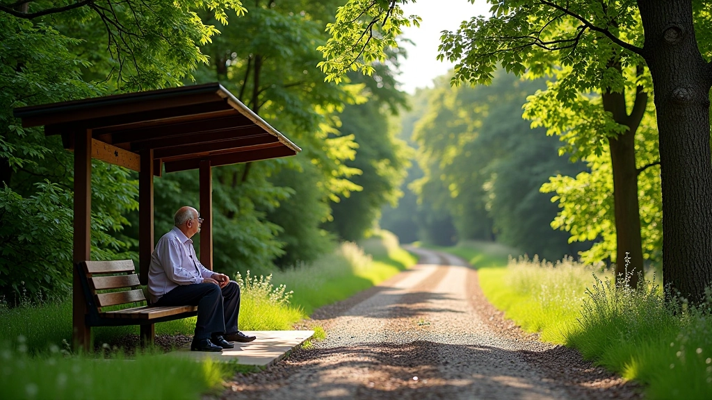 Forest station rest area with seating and shelter on heritage railway trail
